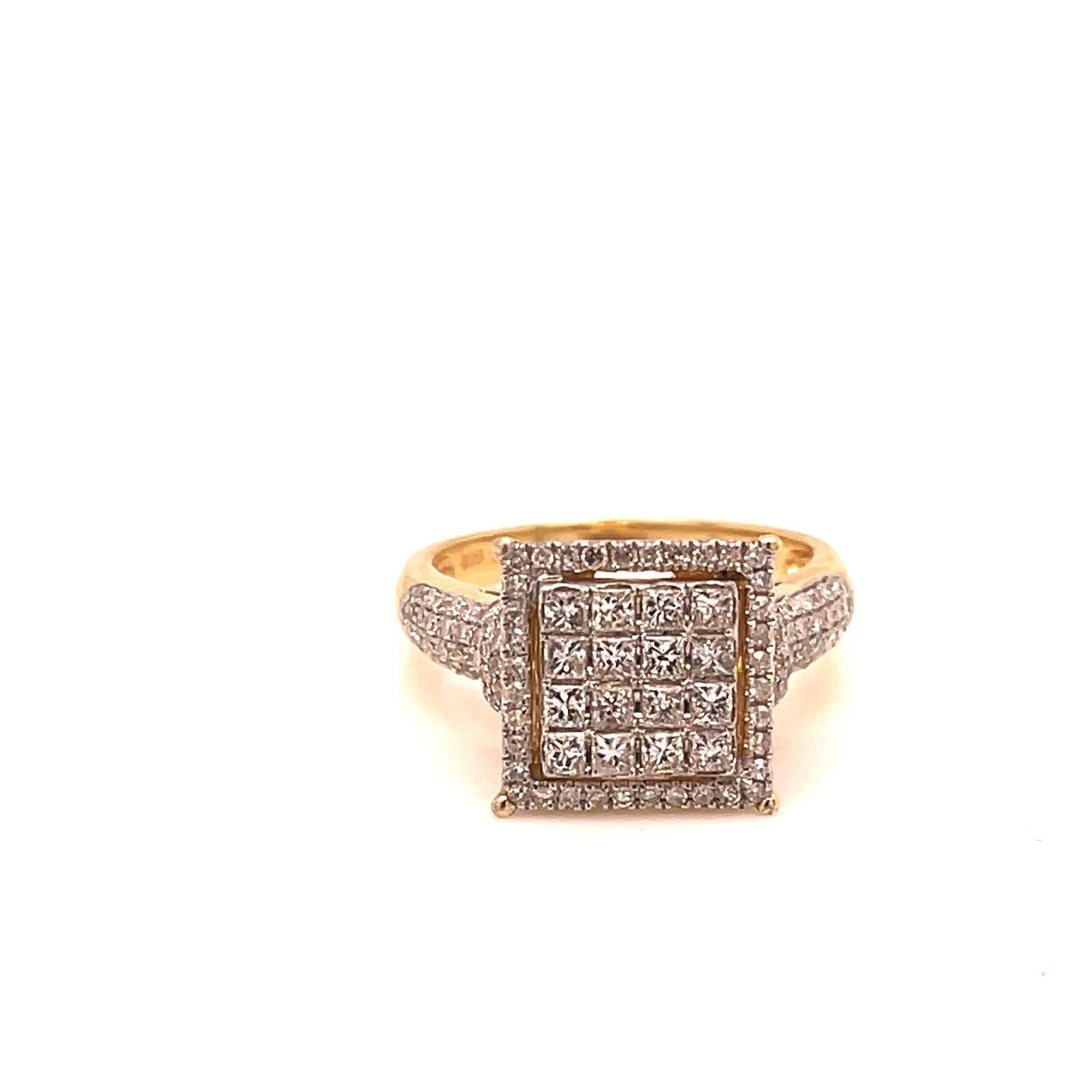 1.29ctw Square Pave Diamond Ring in 14K Yellow Gold