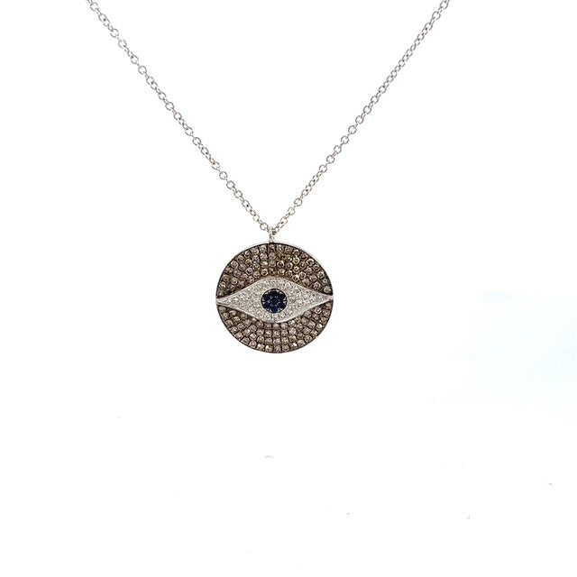 14KW 3.46GR 0.04CTBLUE SAP 0.56CT BROWN DIA NECKLACE