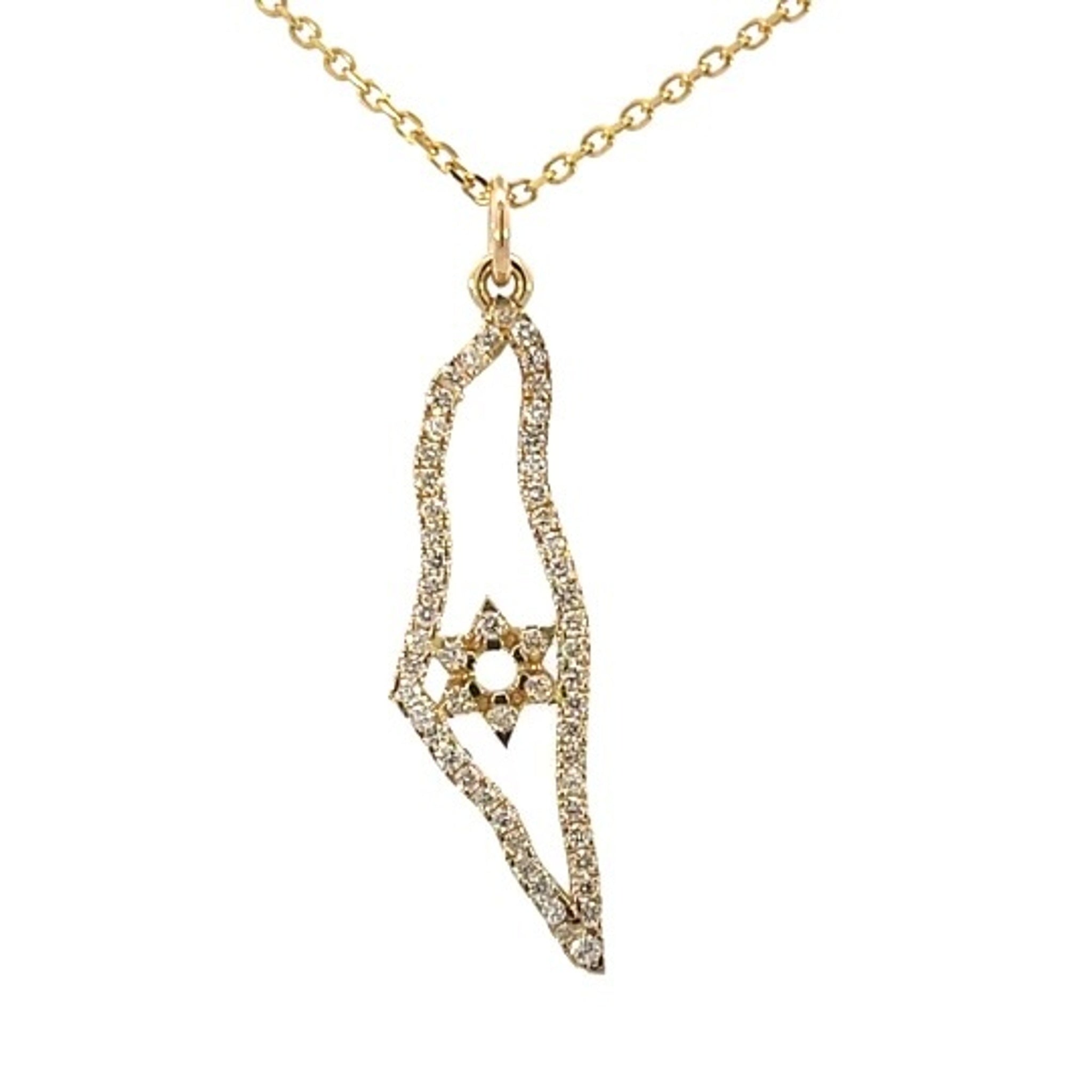 14K Yellow Gold Israel Map Pendant