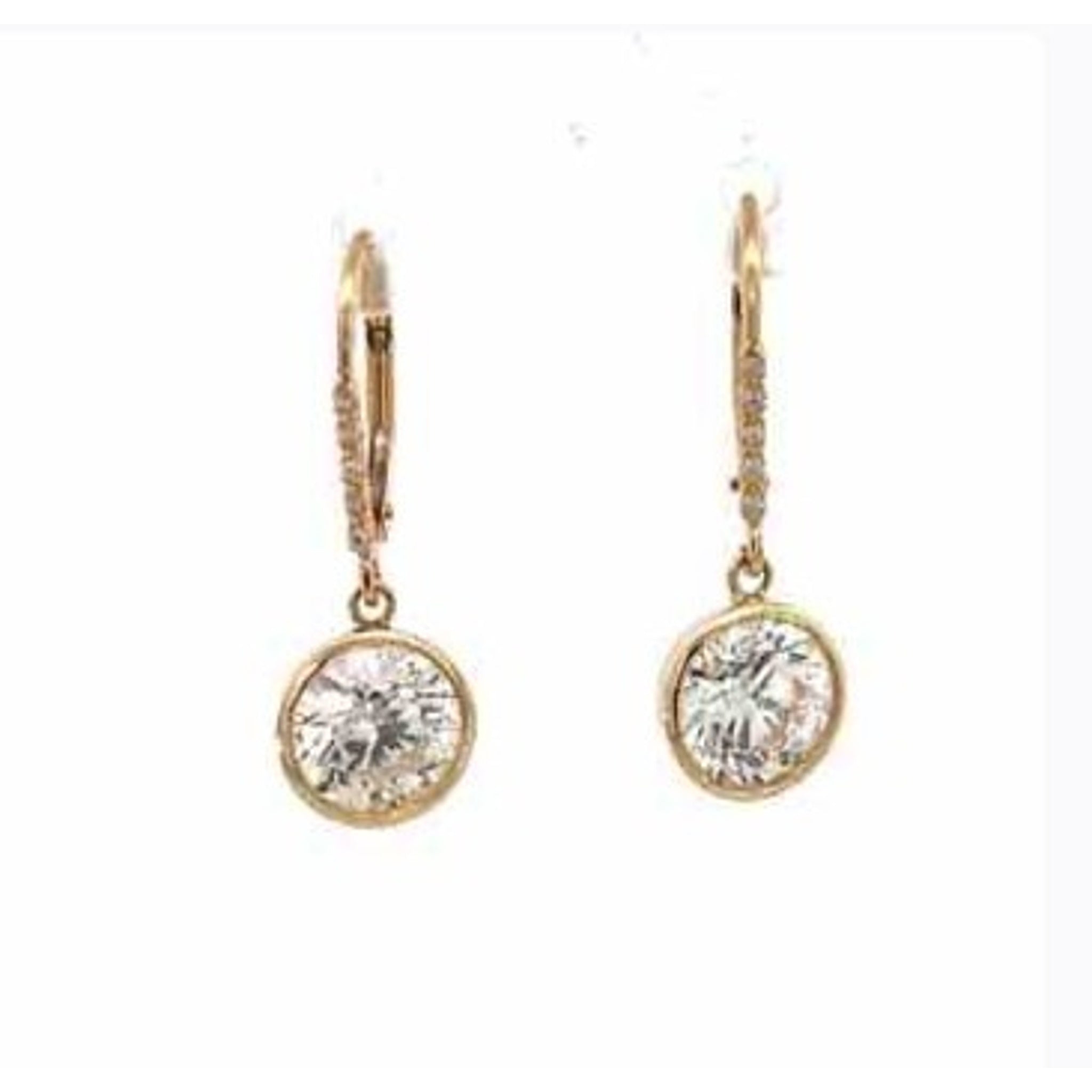 14K Lab Grown Diamond Bezel Set with Leverbacks Earring
