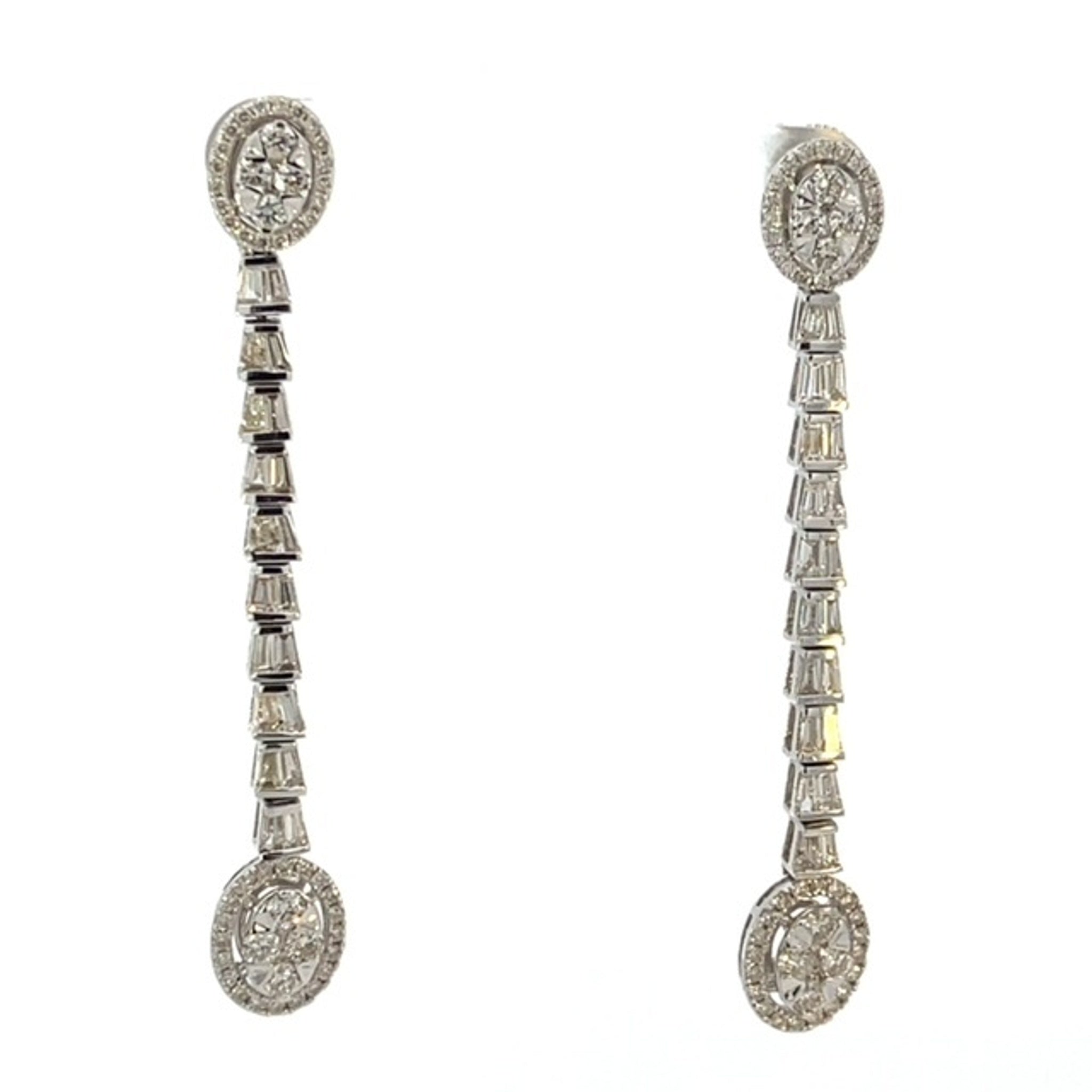 14K White Gold 3.44ctw Diamond Linear Dangling Earring