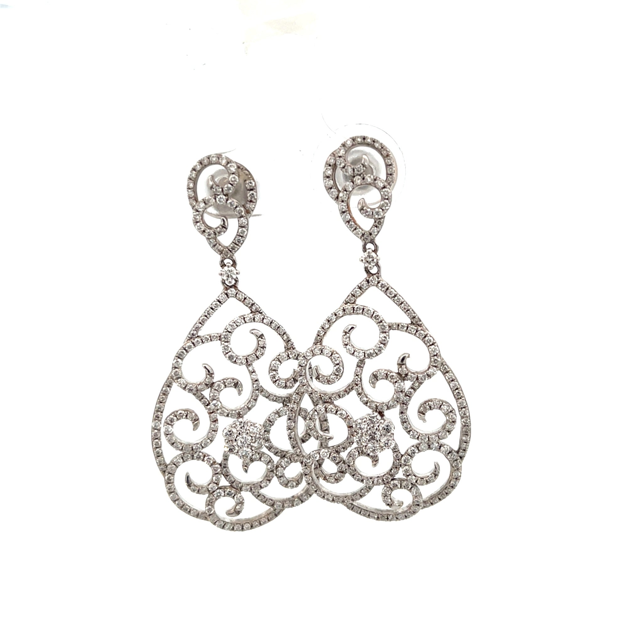 14K White Gold Formal 3.0ctw Diamond Drop Earring