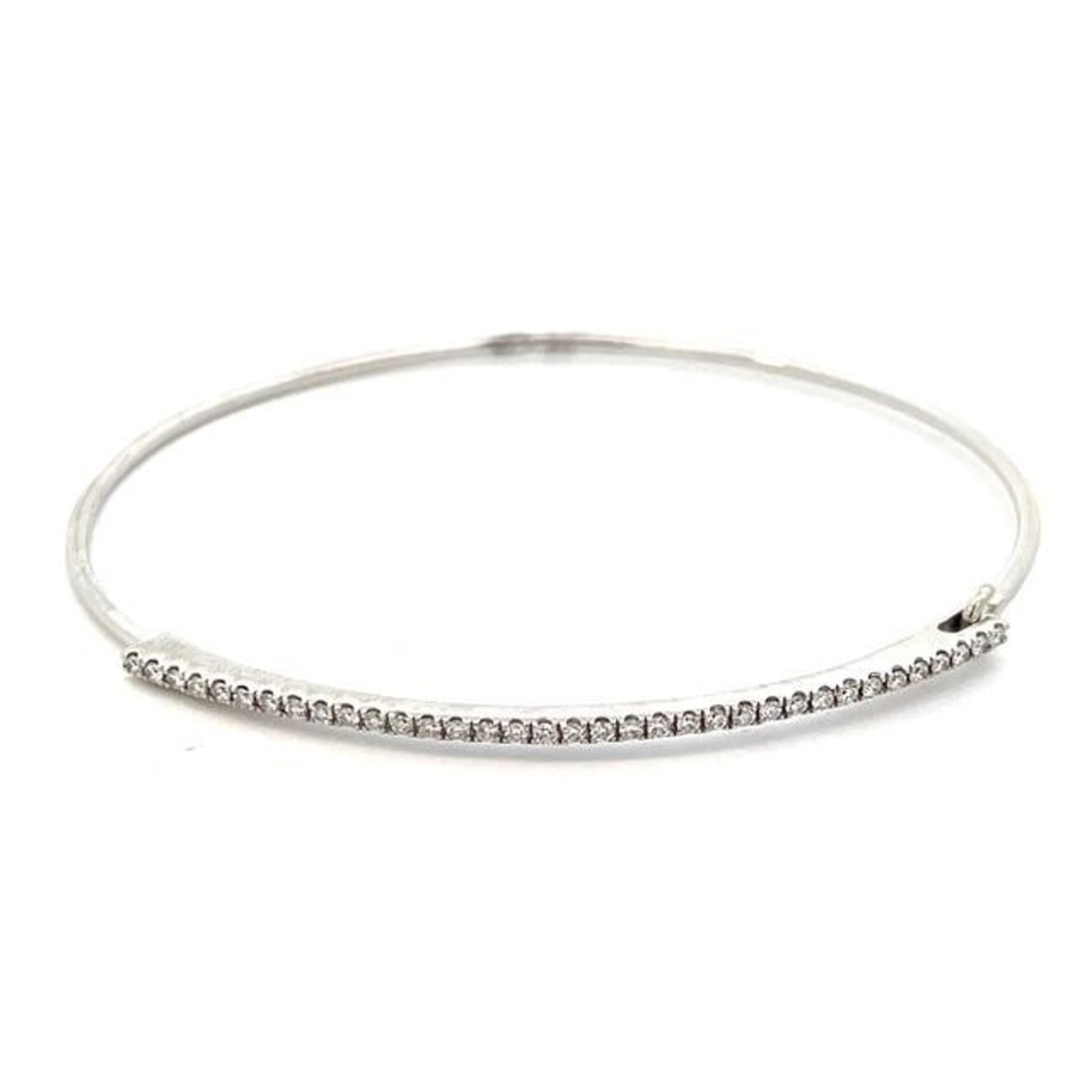 14K White Gold Halfway Linear0.46ctw Diamond Hook Bangle Bracelet