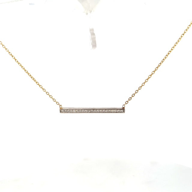 14K Yellow Gold 0.35ctw Single Line Diamond Bar Necklace