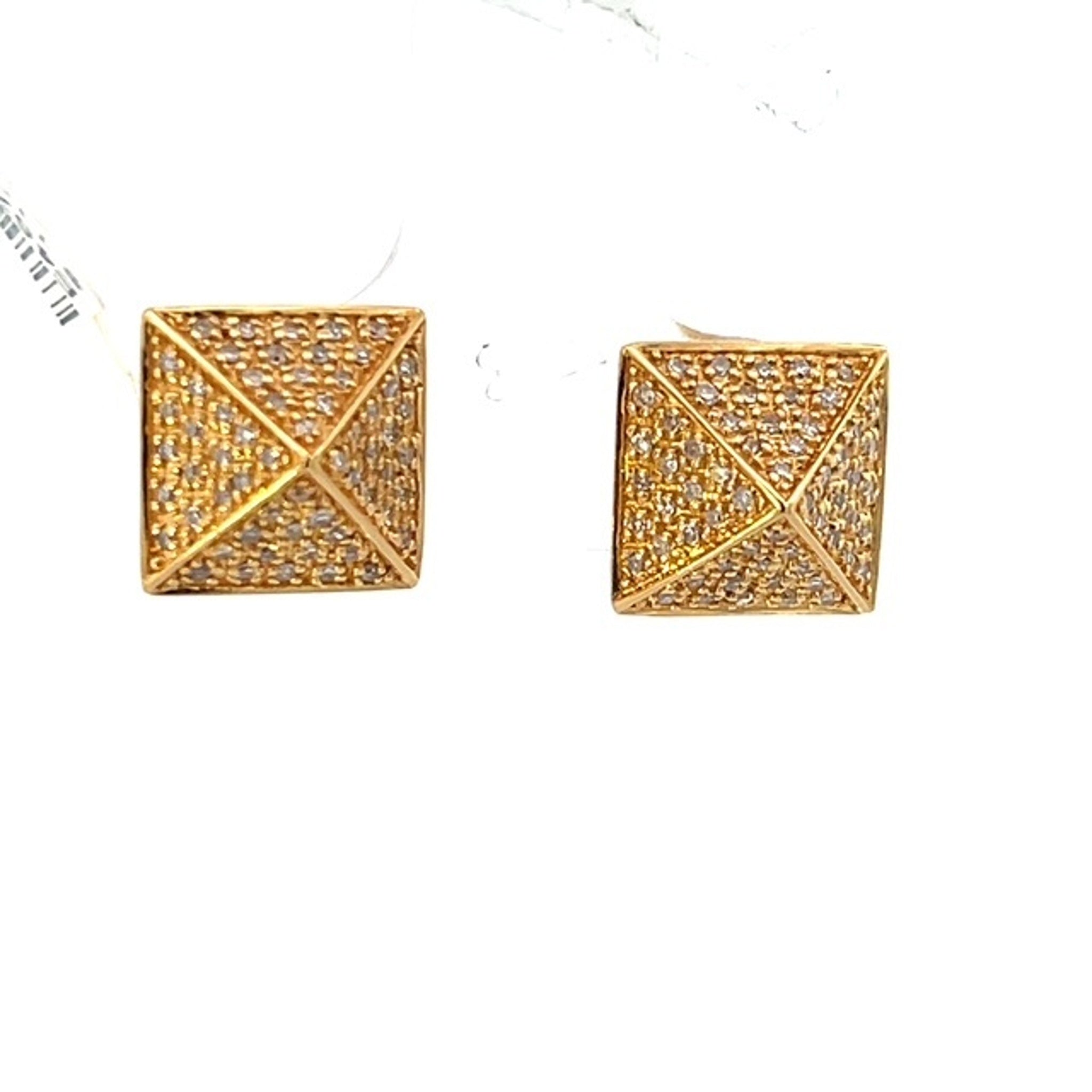 14K Yellow Gold 0.36ctw Diamond Pyramid Studs