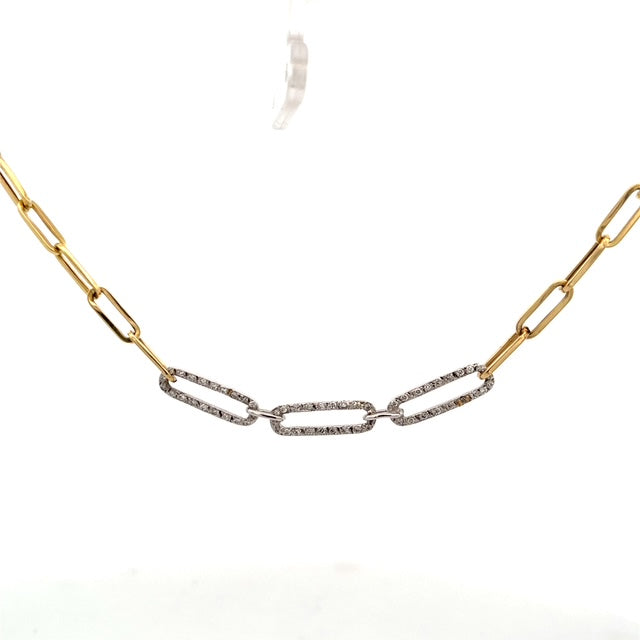 14K Yellow Gold 1.02ctw Diamond Link Paperclip Necklace