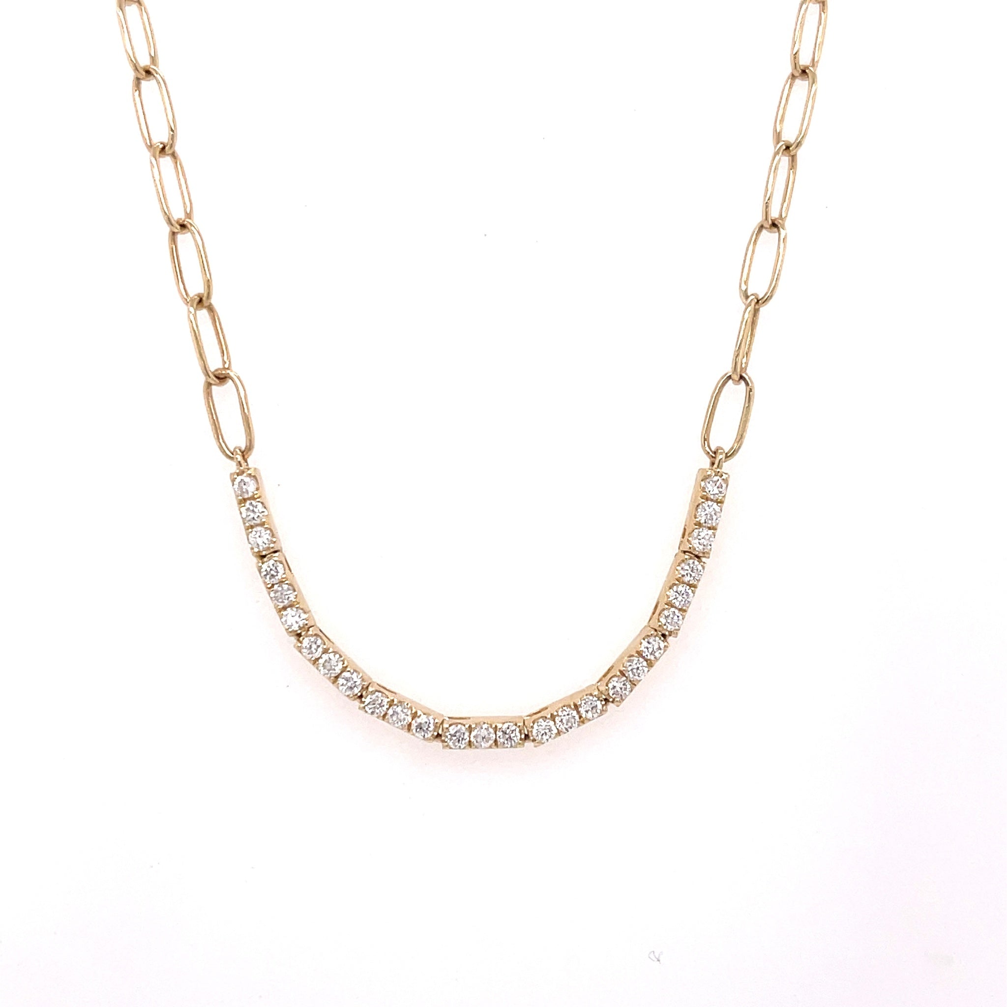 14K Yellow Gold 1.90ctw Lb Grown Diamond Tennis & Paperclip Chain Necklace