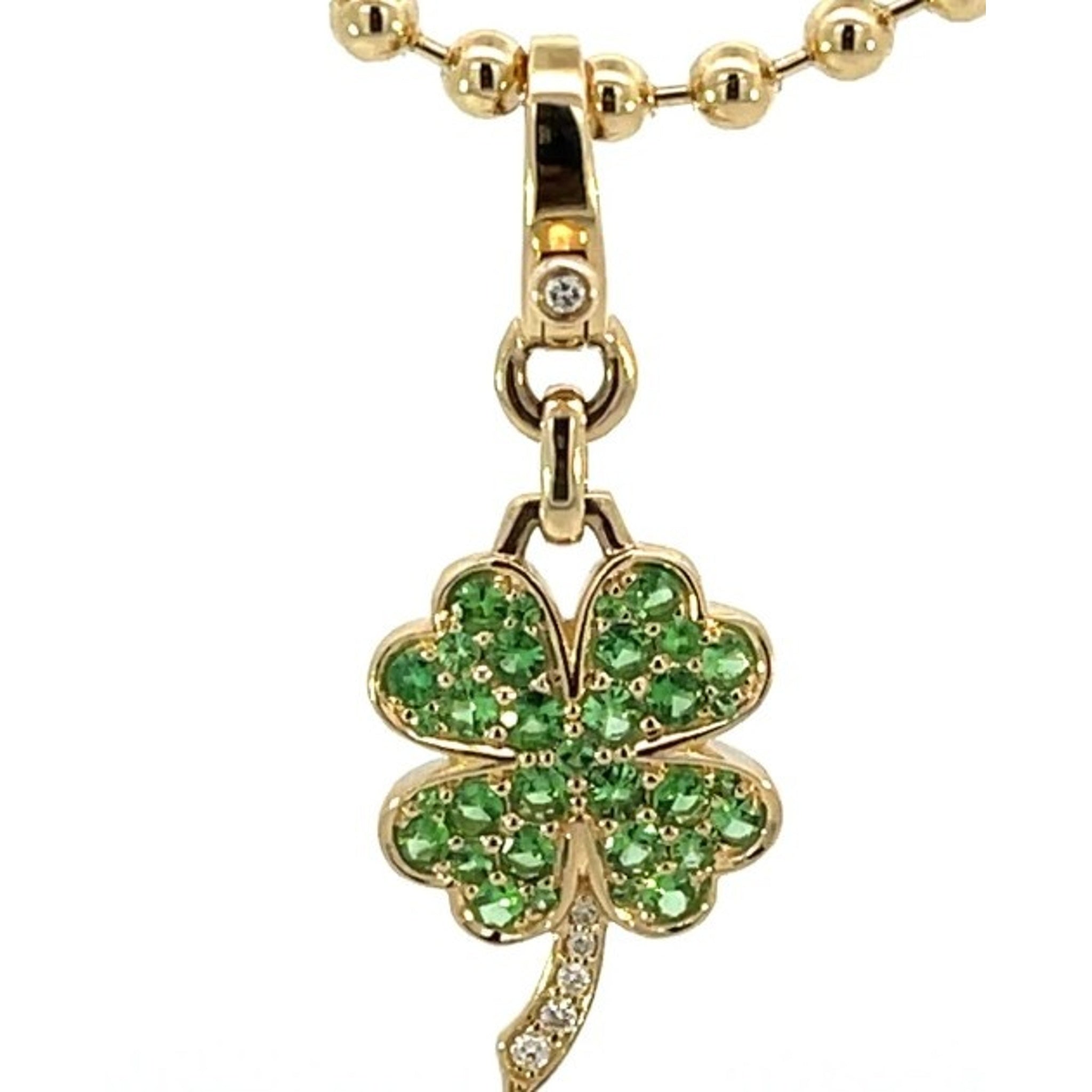 14K Yellow Gold Emerald Clover Pendant
