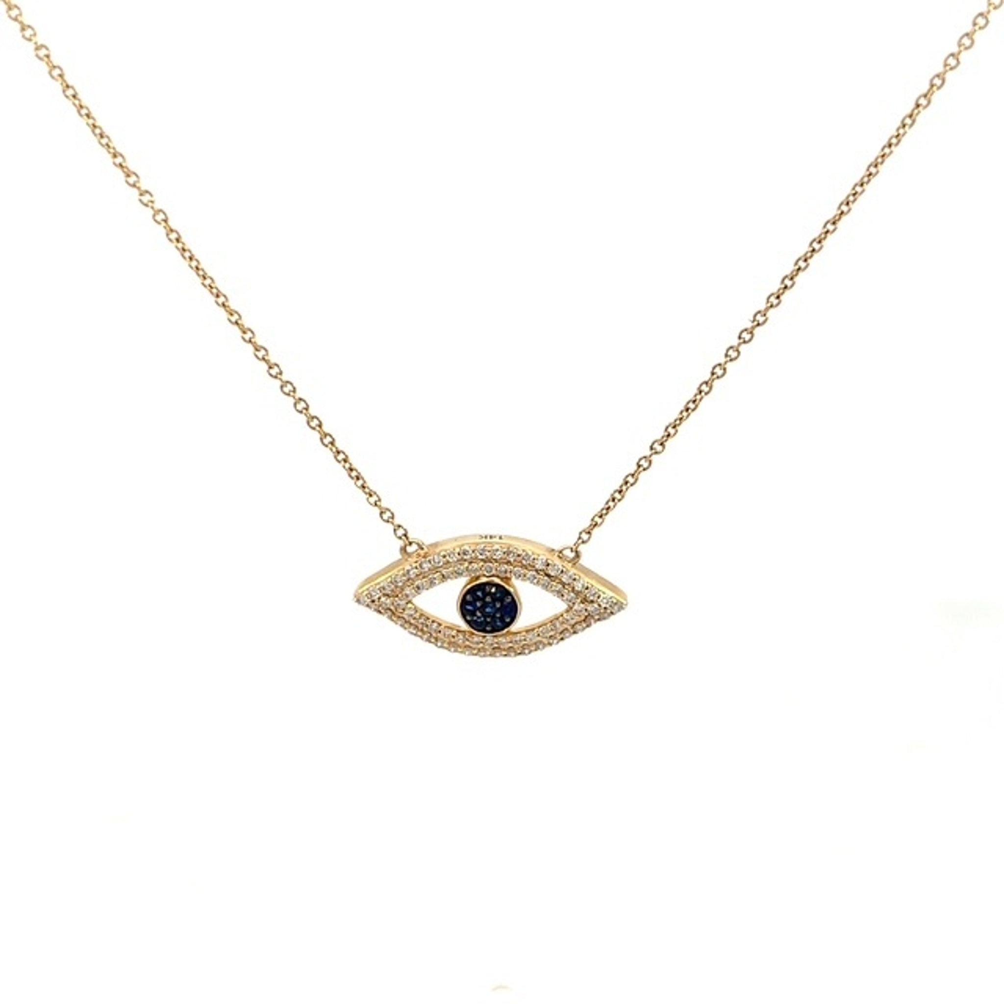 14K Yellow Gold Evil Eye Necklace