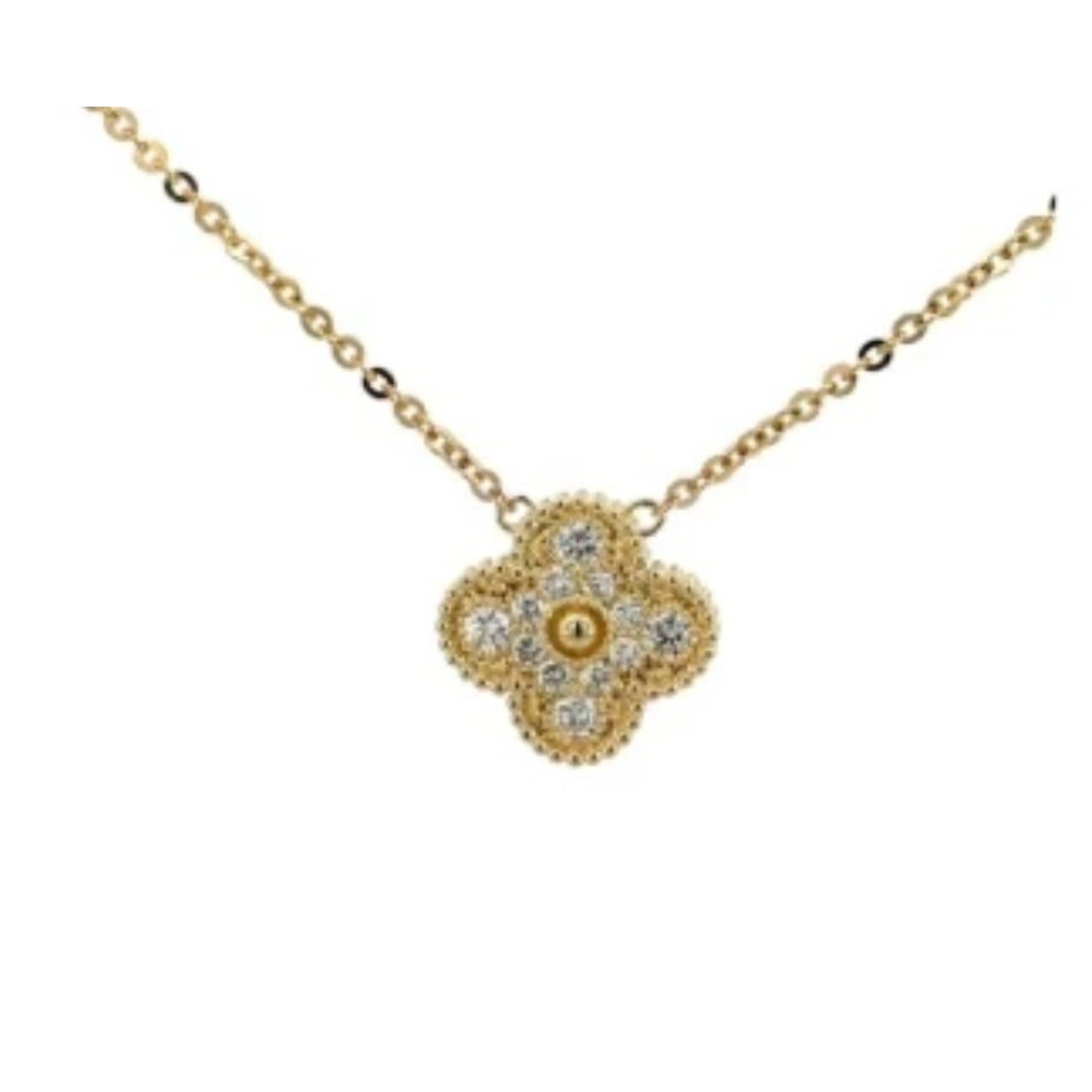 14K Yellow Gold Flower Necklace