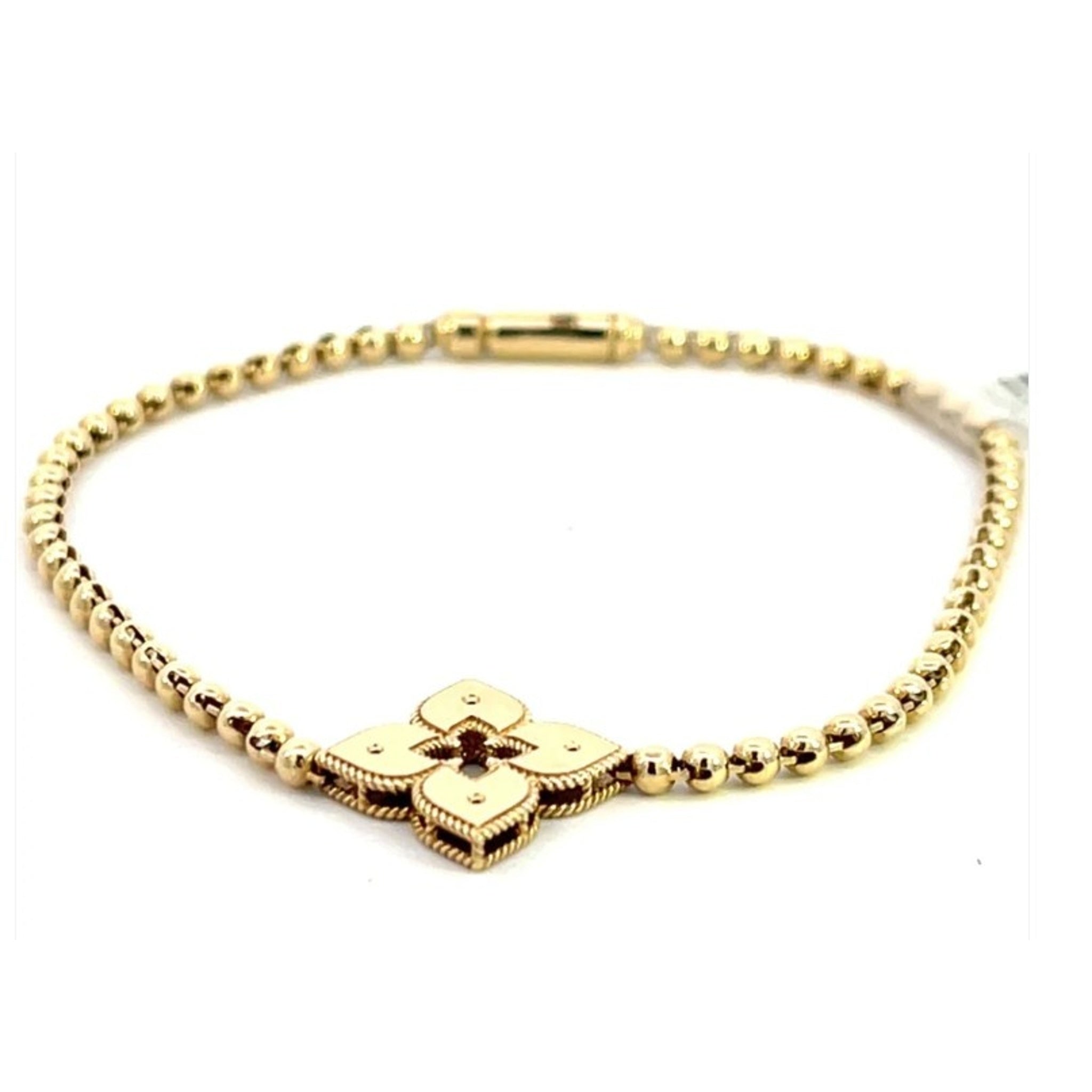 14K Yellow Gold Gold Clover & Bead Bracelet