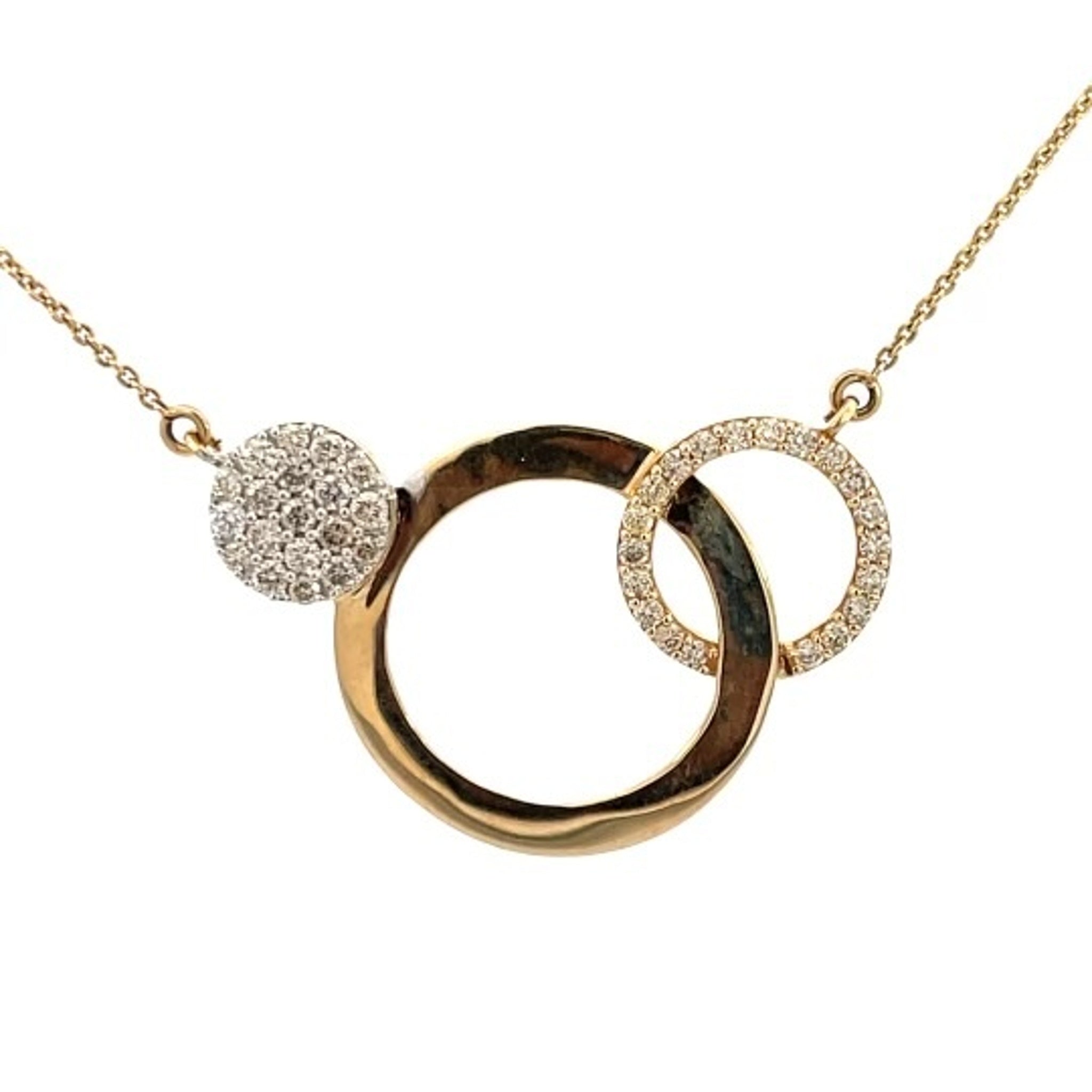 14K Yellow Gold Minimalist Interlocking Ring Necklace