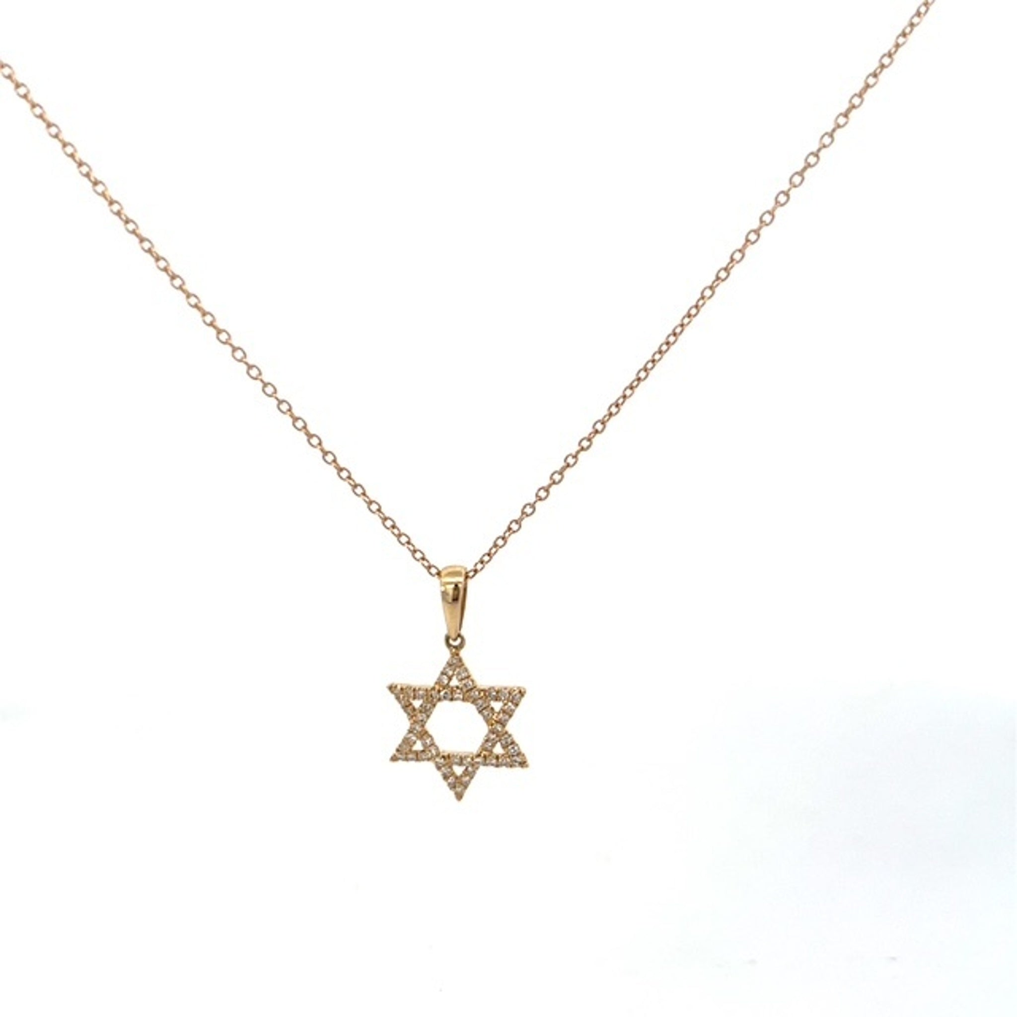14K Yellow Gold Minimalist Star of David Pendant Necklace