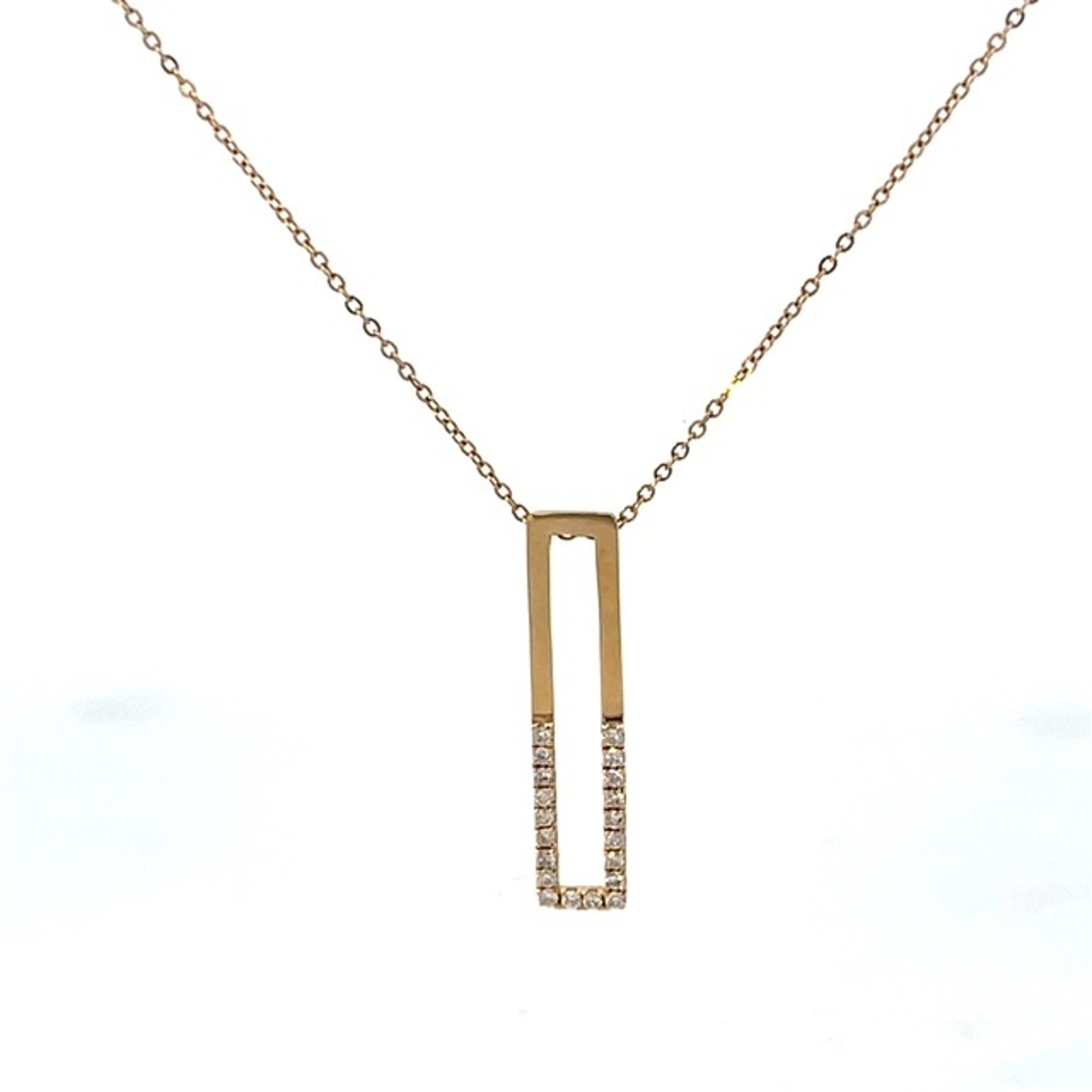 14K Yellow Gold Open Bar Pendant Necklace