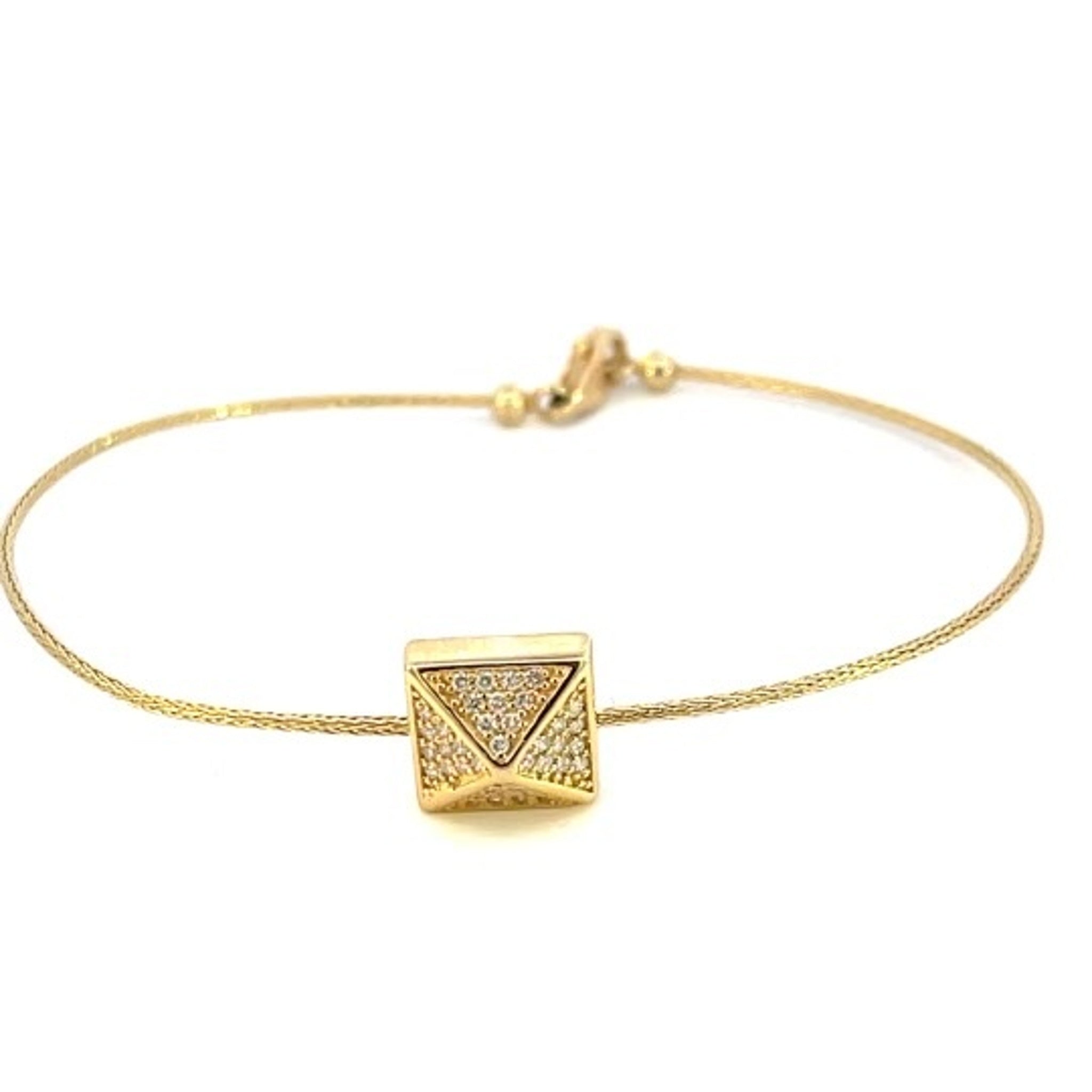 14K Yellow Gold Pyramid Diamond Bracelet