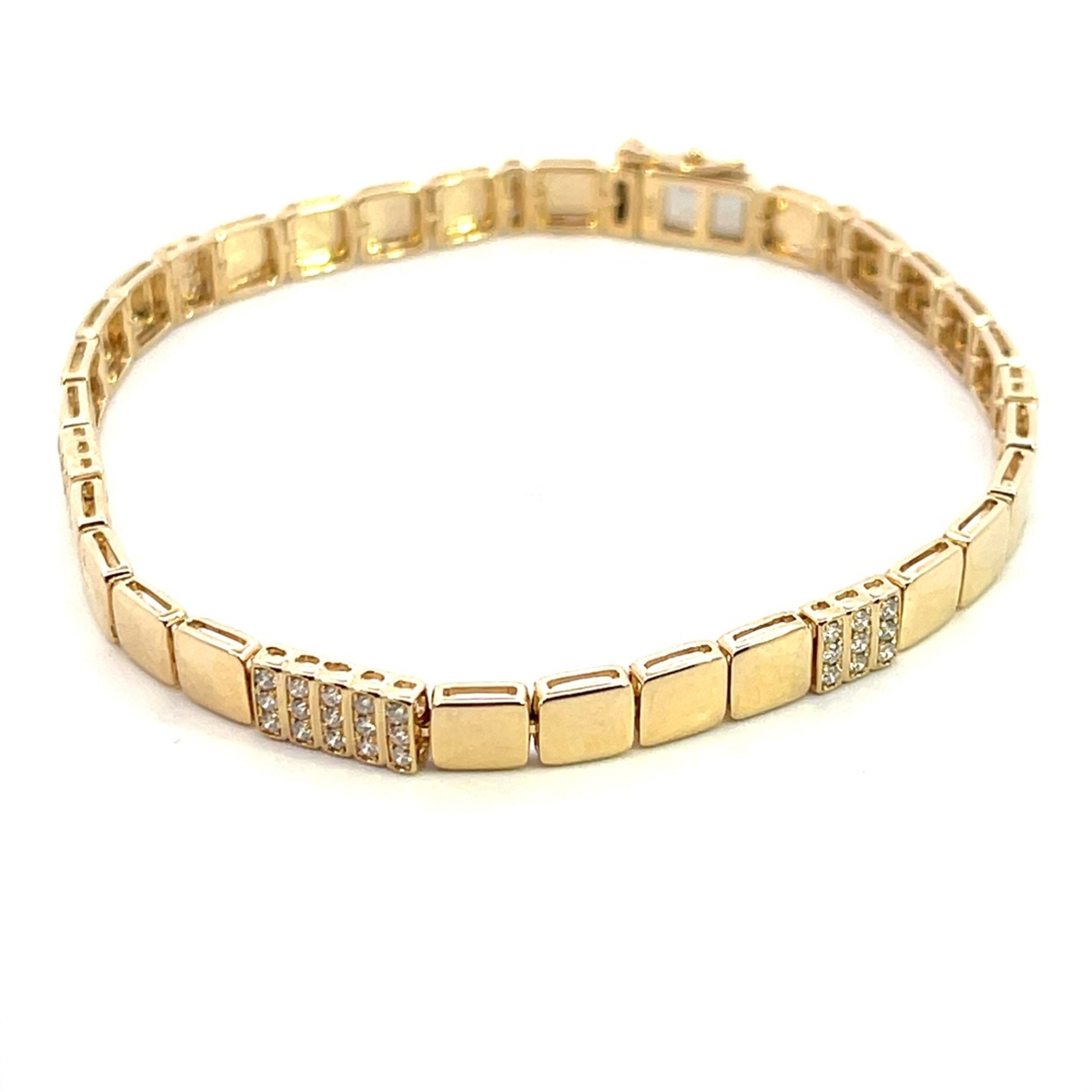 14K Yellow Gold Shiny Diamond Bracelet