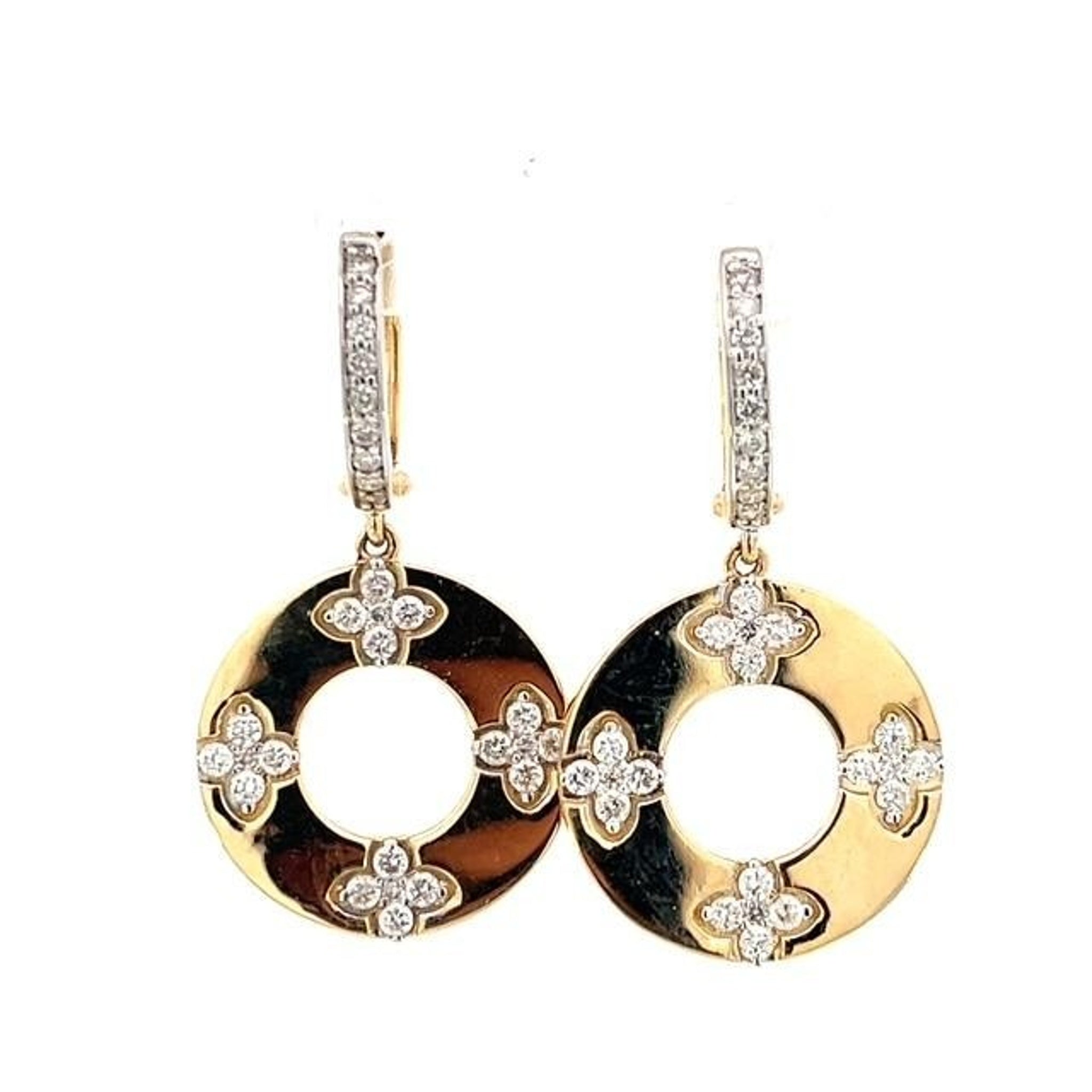14K Yellow Gold Shiny Round Dangling Earring 1.62ctw Diamonds