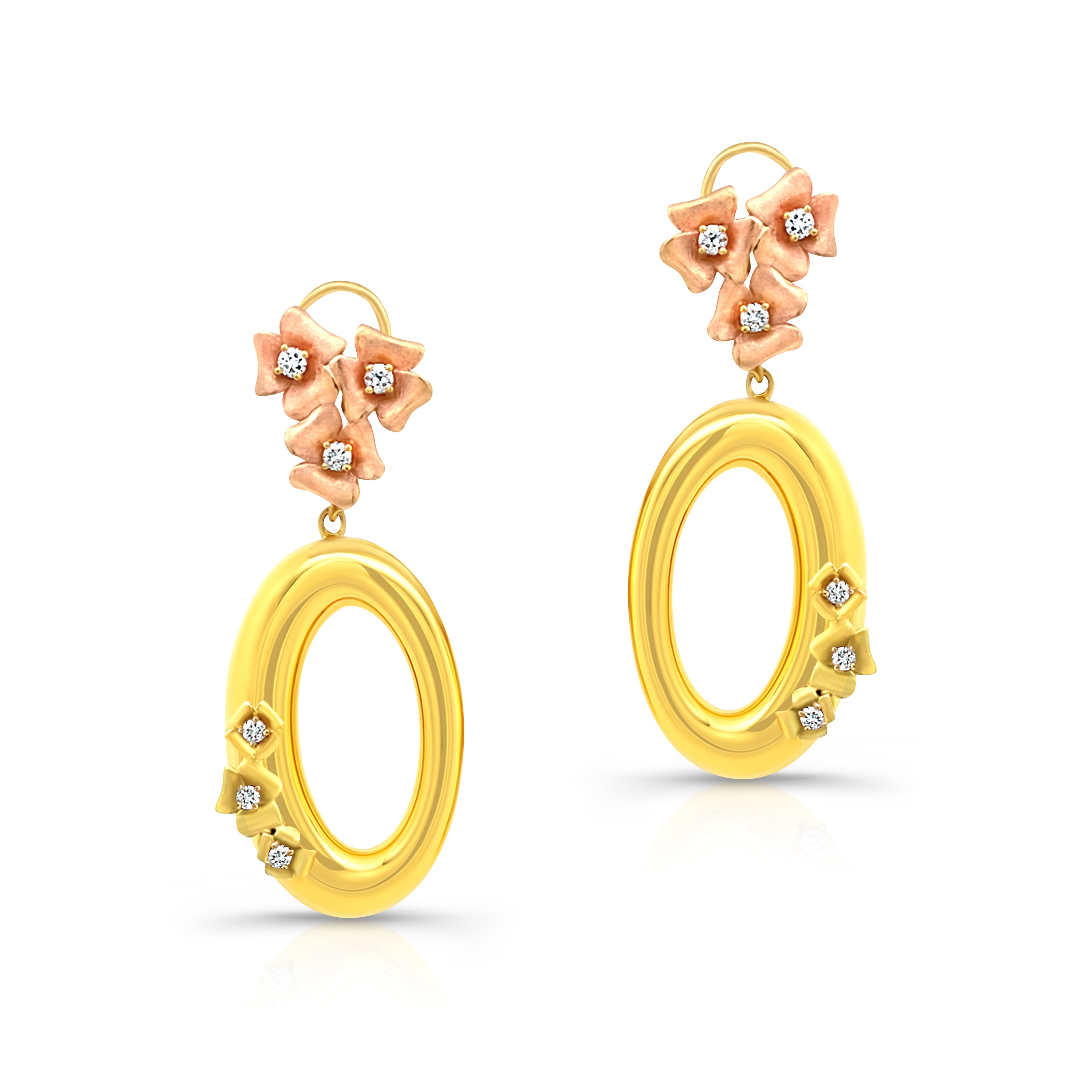 18K Two-Toned 0.52ctw Italian Oval Drop Earring