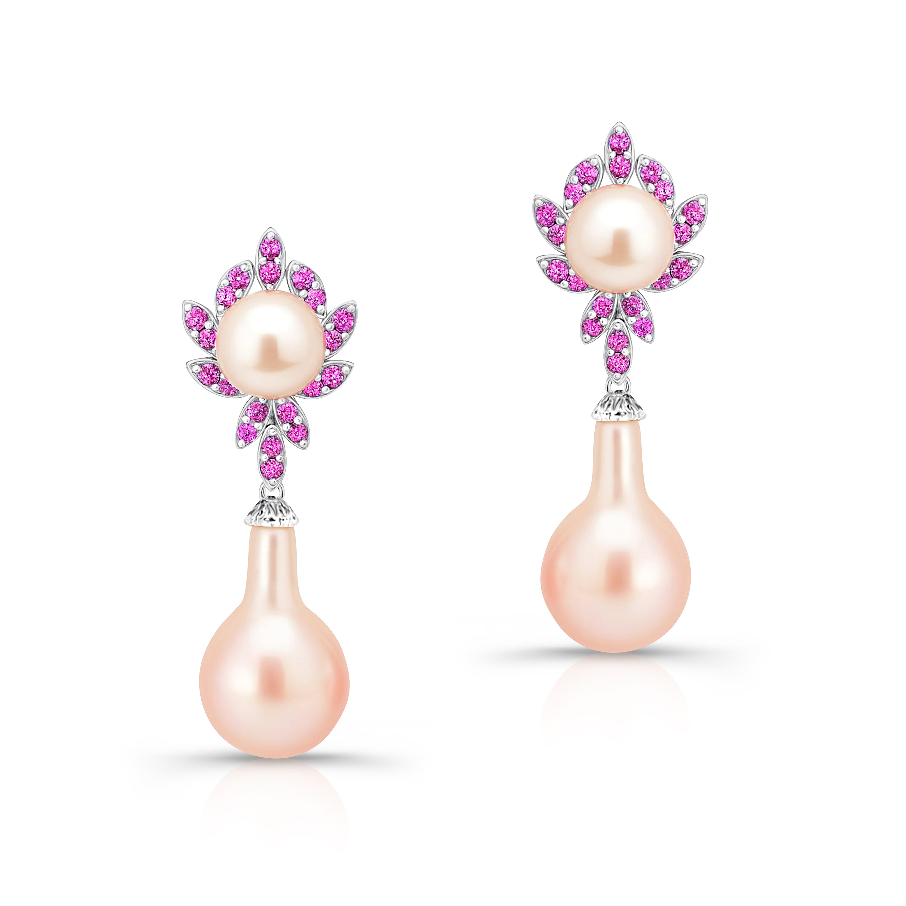 18K White Gold Pearl & Sapphire Earring