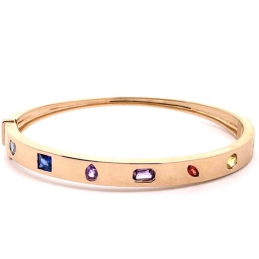 Colorful Gem Gold Bangle