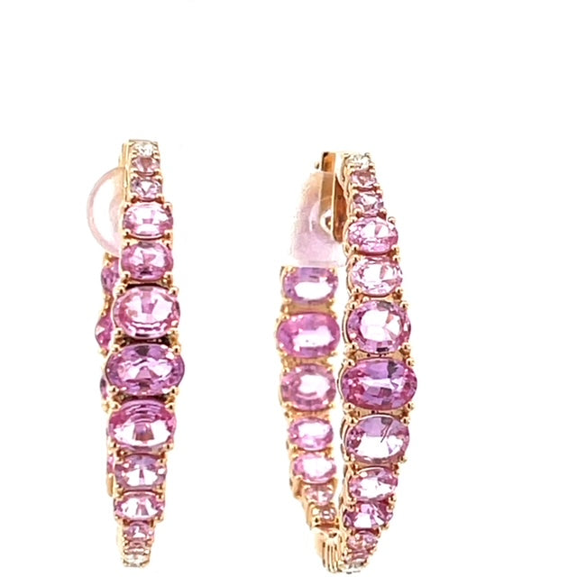 Pink sapphire hoop earrings