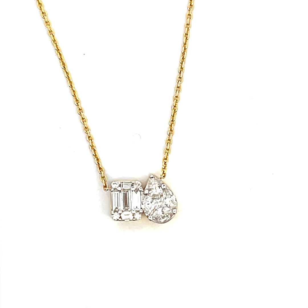 Classy Pear and Emerald Diamond Necklace