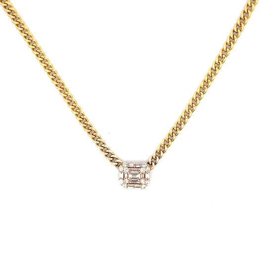 Gold Cuban link Diamond Pendant Necklace