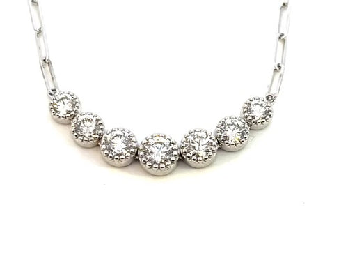 White Gold Paperclip Diamond Necklace