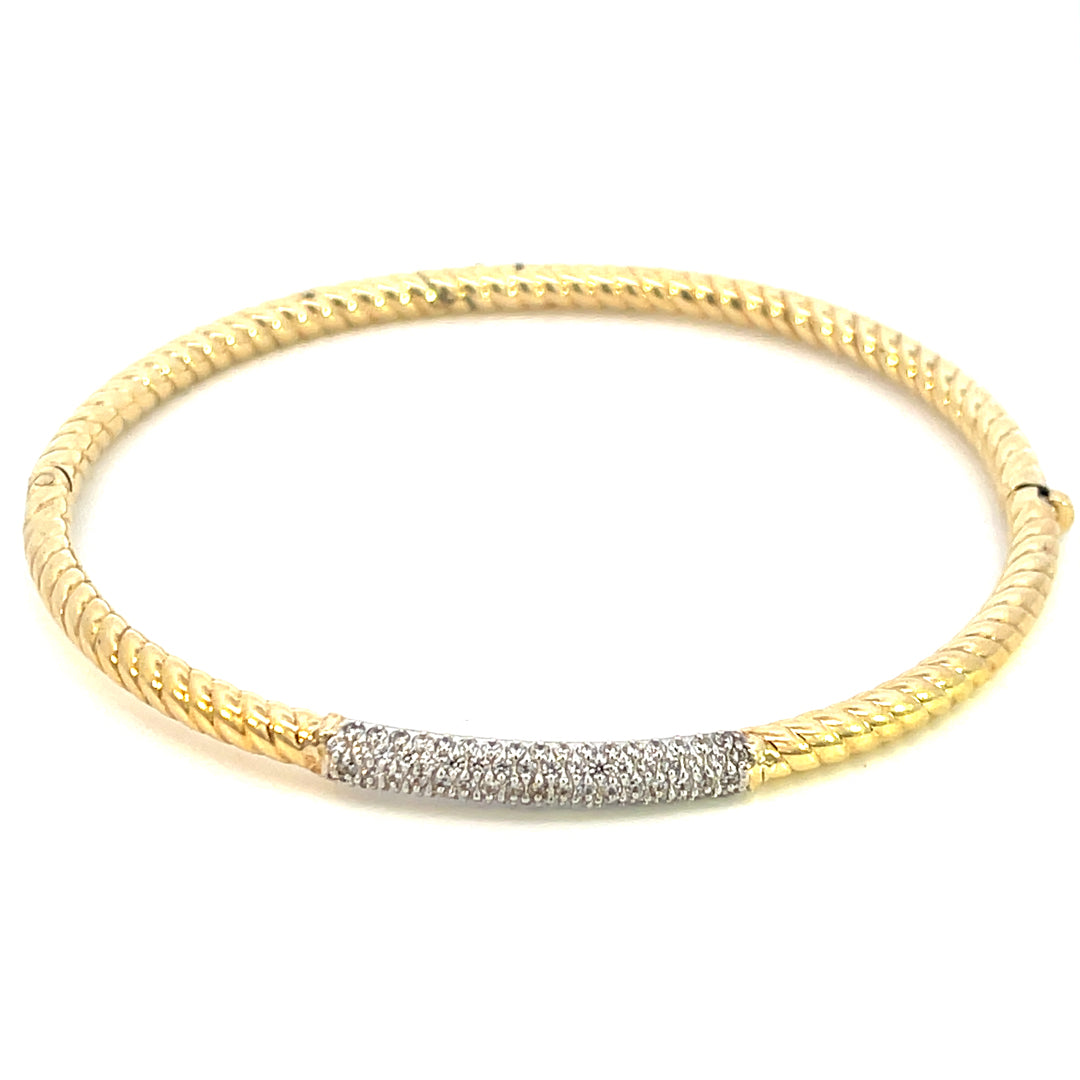 14KYG Italian Style Diamond Pave Bangle