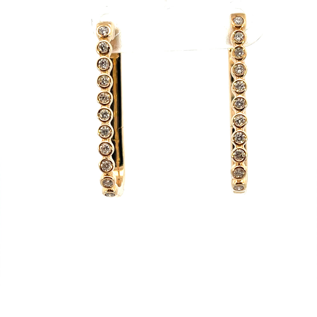 14K YELLOW GOLD RECTANGULAR-SHAPE HOOP EARRINGS
