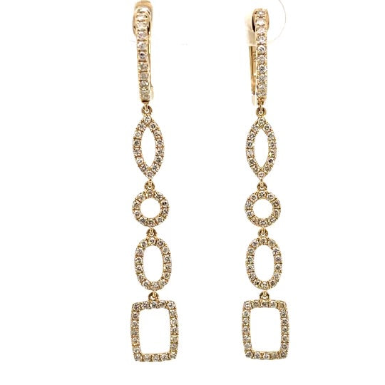 Dainty Multi Shape Long Diamond Earrings