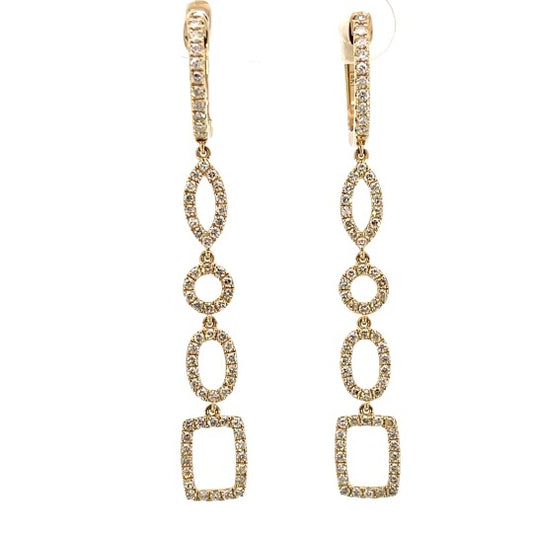 Dainty Multi Shape Long Diamond Earrings