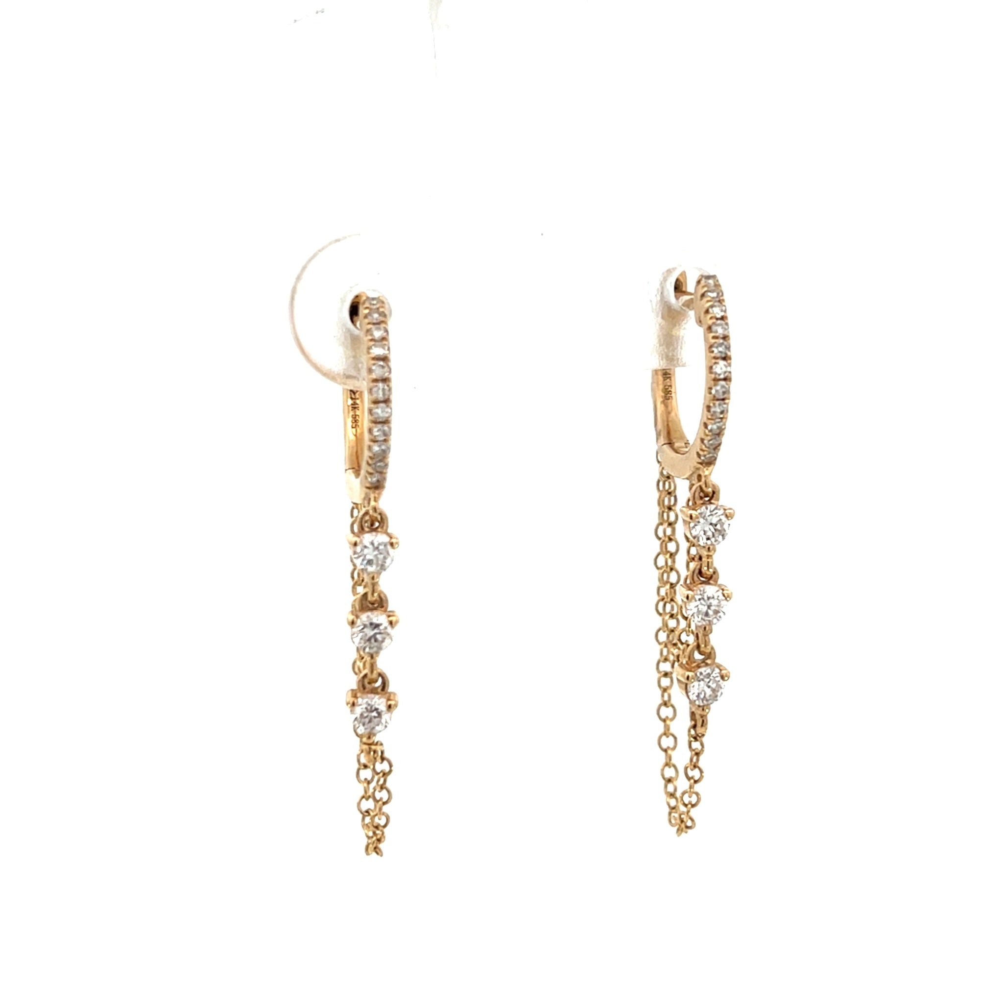Chain Statement Earrings in 14K Yellow Gold 0.23ctw Diamond