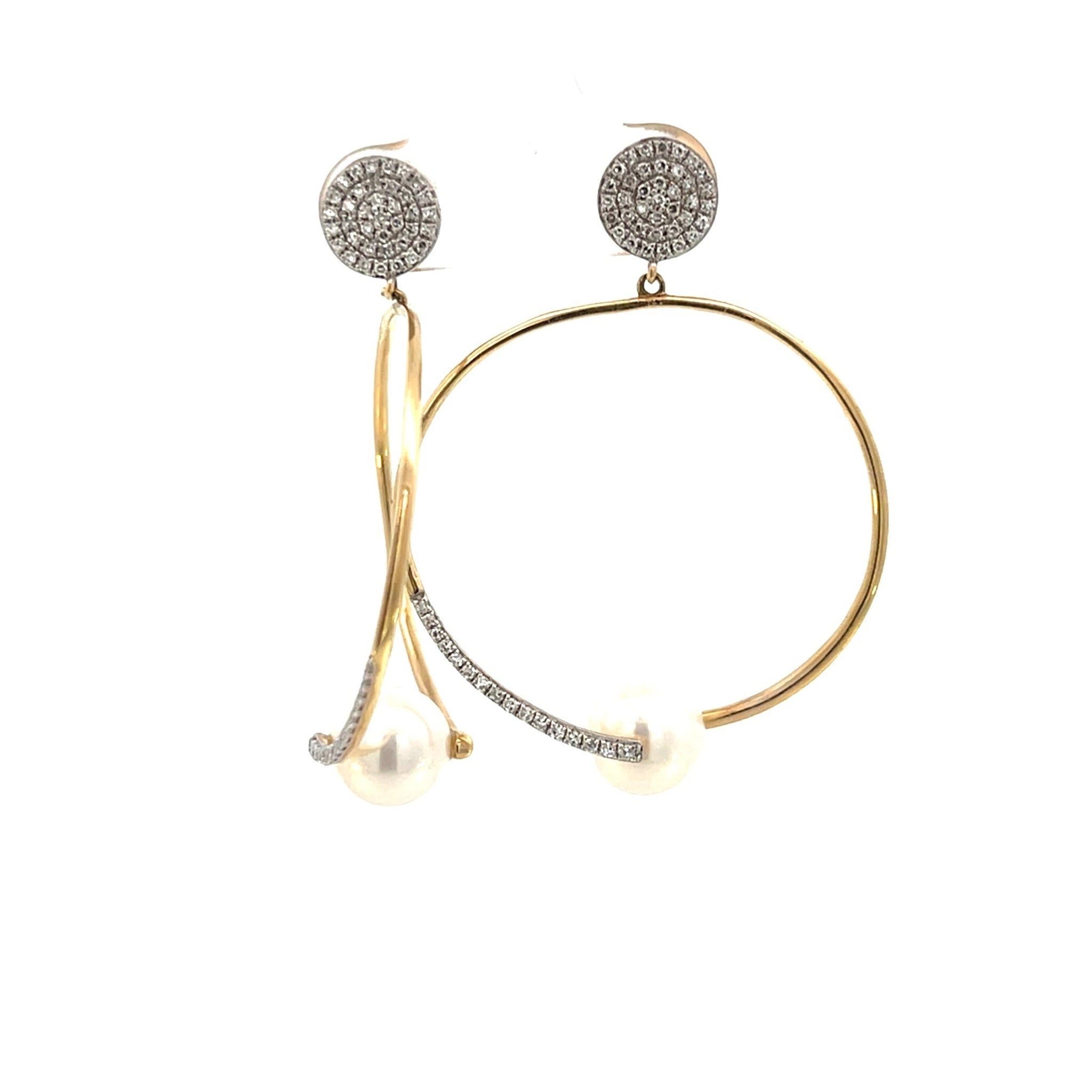 Fresh Water Pearl Open Round Drop 0.41ctw Discs Stud Earring