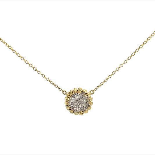 Diamond Paved Disk Rope Necklace