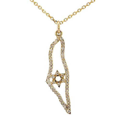 Israel Map Lab Grown Diamond Pendant Necklace