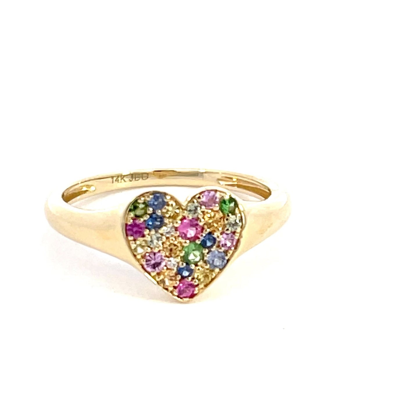 14kyg multi color diamond heart ring