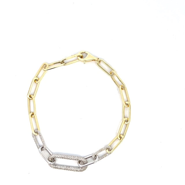 Diamond Paved Paper Clip Bracelet