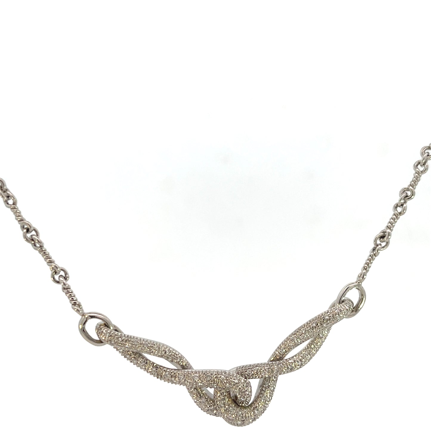 Twisted Diamond Paved Link Necklace