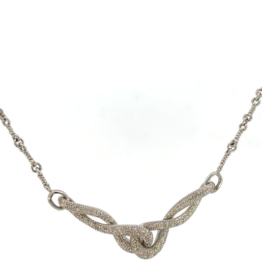 Twisted Diamond Paved Link Necklace