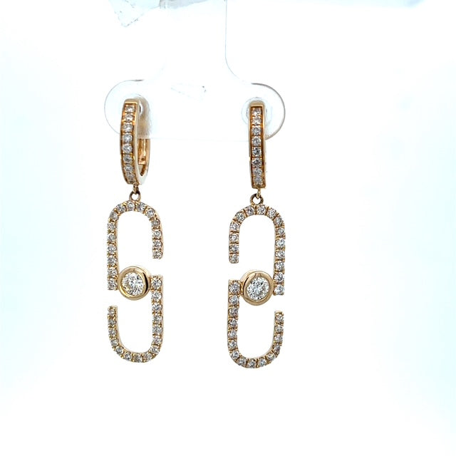 Bezel Set Diamond Hanging Earrings