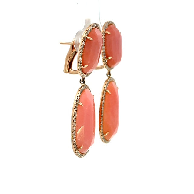 Sliced Pink Sapphire Hanging Earrings