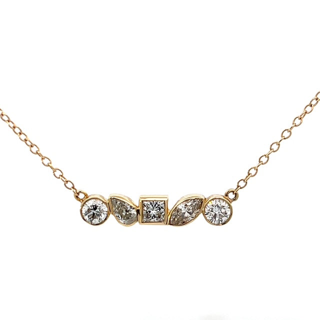 Multi Shape Diamond Bezel Pendant necklace