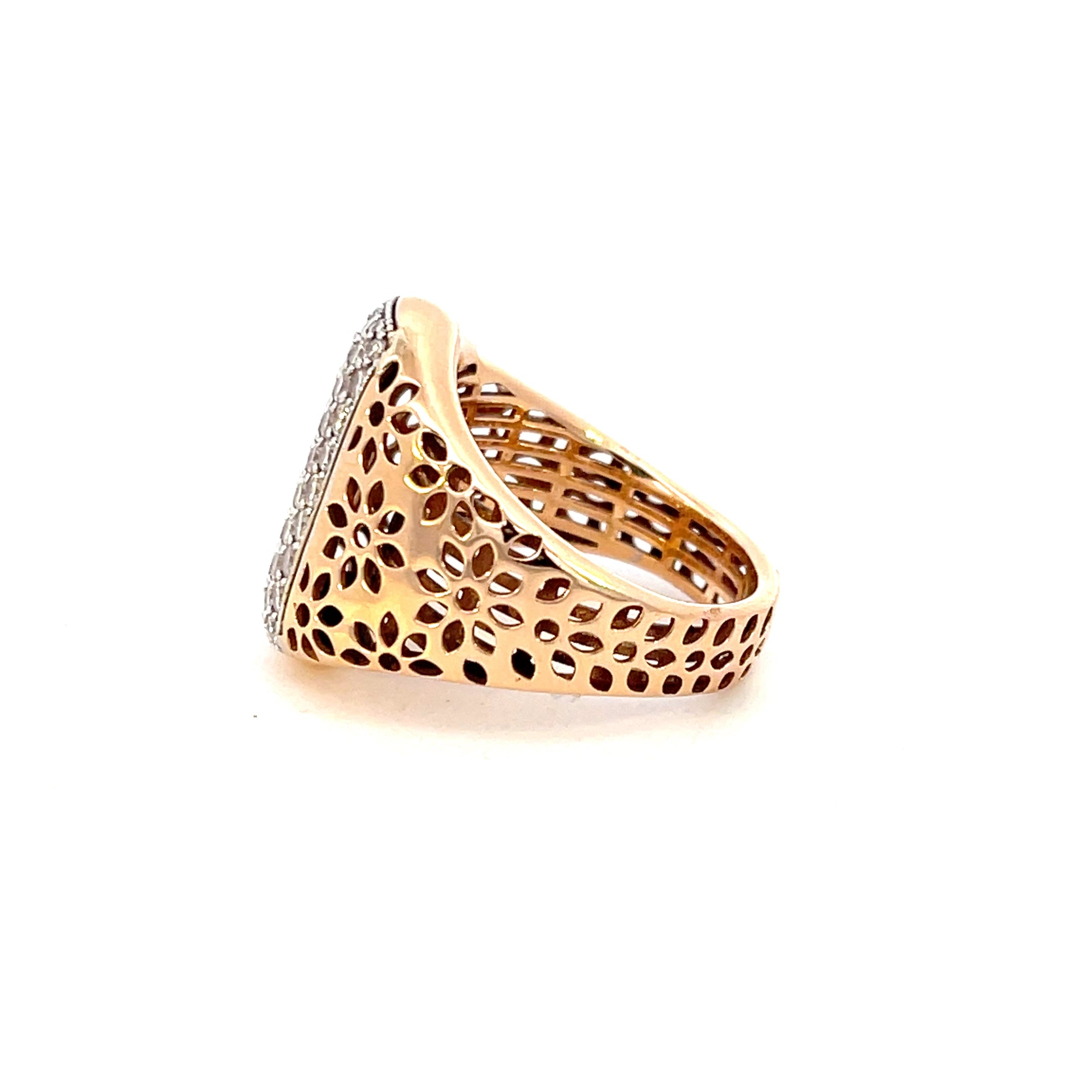 18K Rose Gold 1.05CTW Pave Diamond Ring Made in Italy