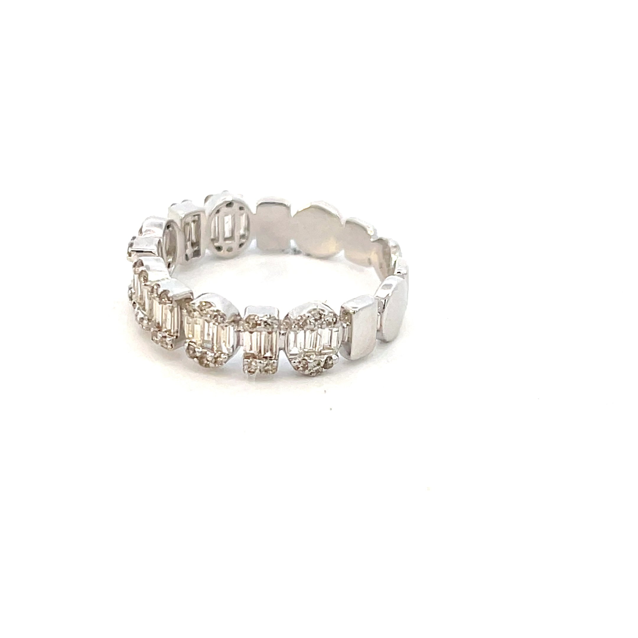 14K White Gold Cluster 0.74ctw Baguette Diamond Ring