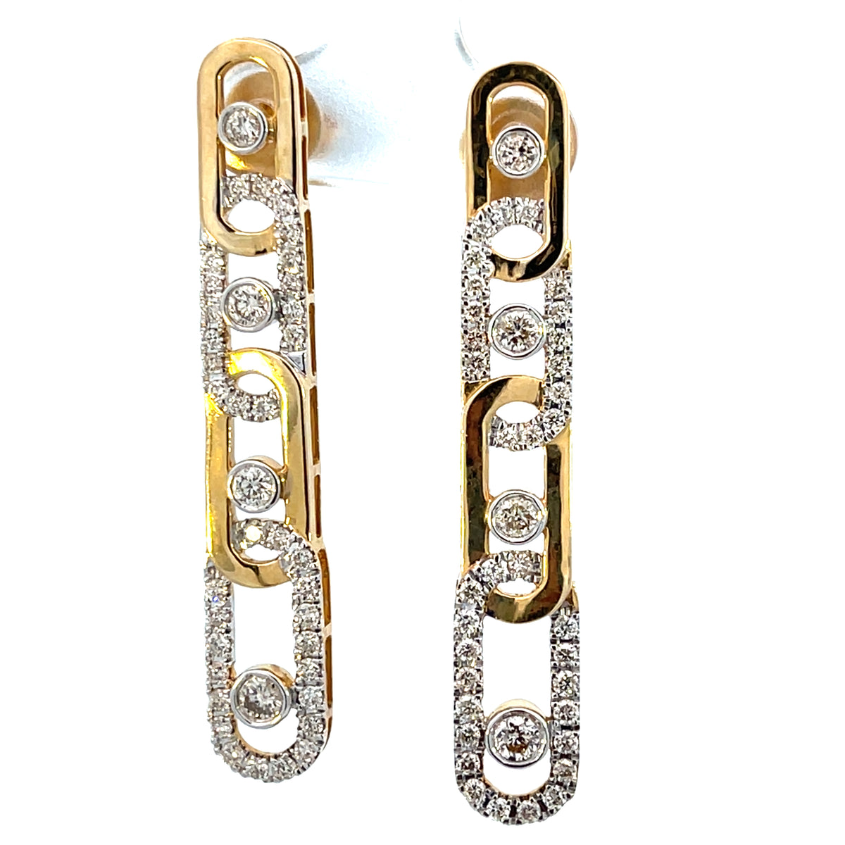 Long two Tone Diamond Dressy Earrings