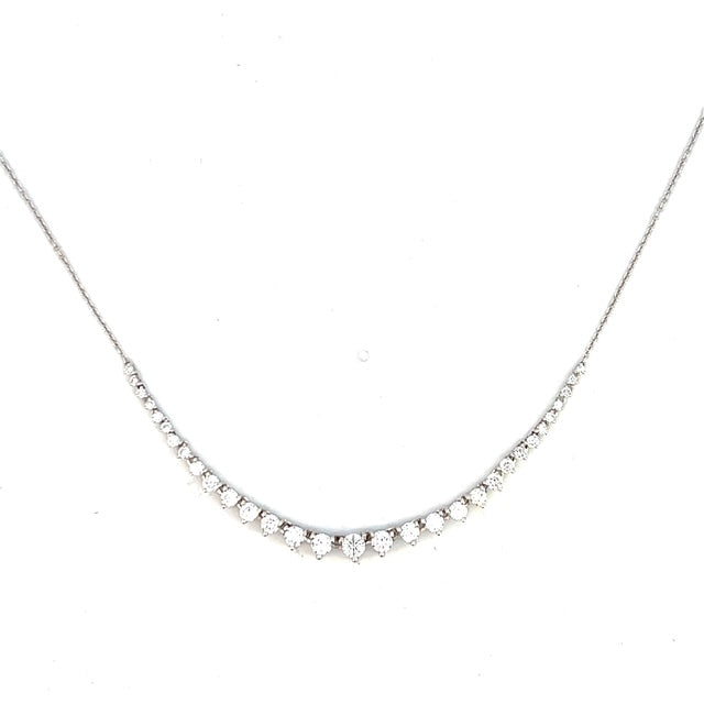 Graduated white Gold Diamond Dainty Necklace