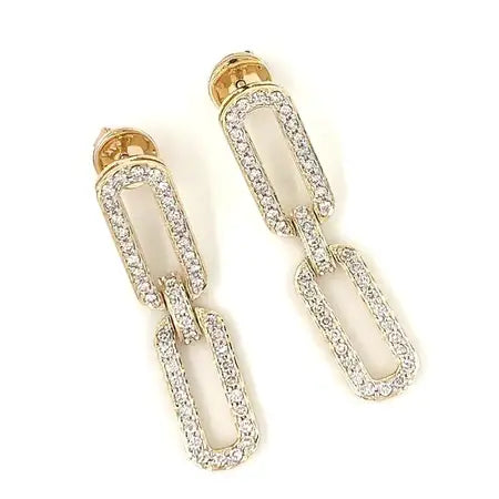 Double pave diamond link earrings