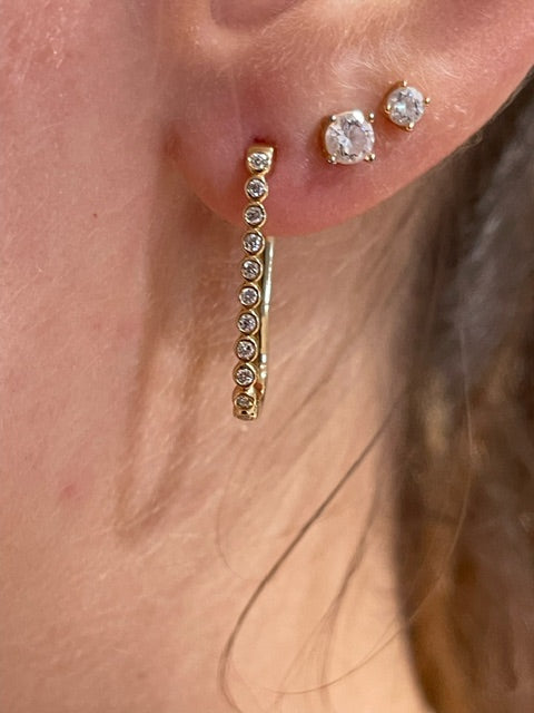 14K YELLOW GOLD RECTANGULAR-SHAPE HOOP EARRINGS