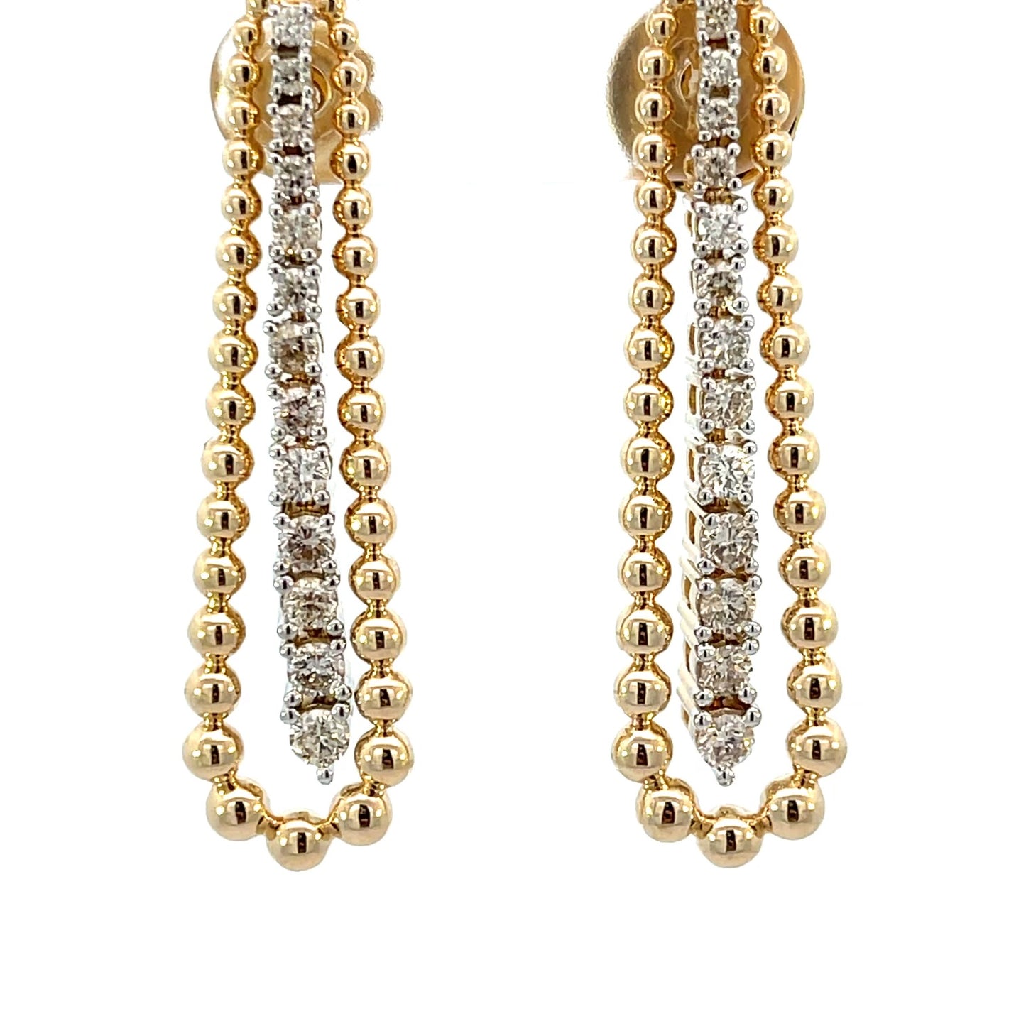 Diamond and Bead Gold Earrings